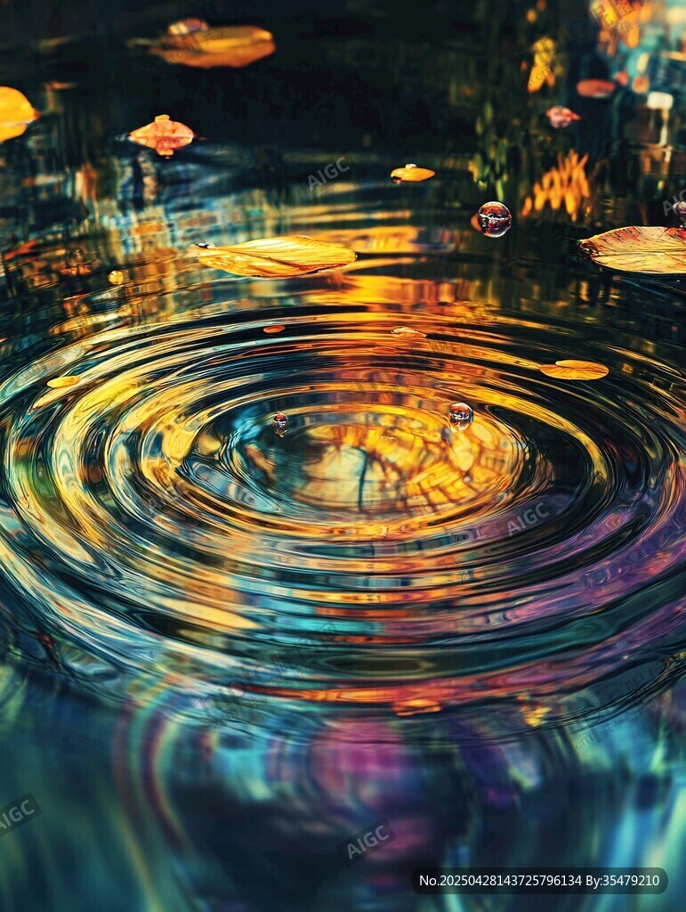 梦幻水波纹中的多彩光影