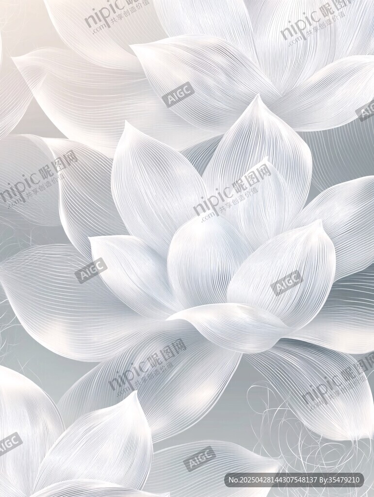 梦幻白色莲花花卉背景图