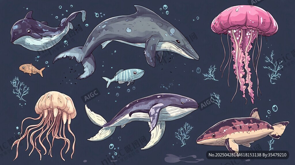 海洋生物插画集合
