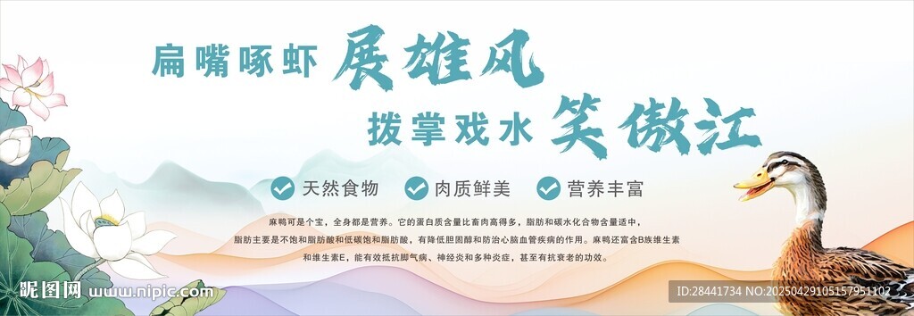 鸭子水墨山水鸭子背景