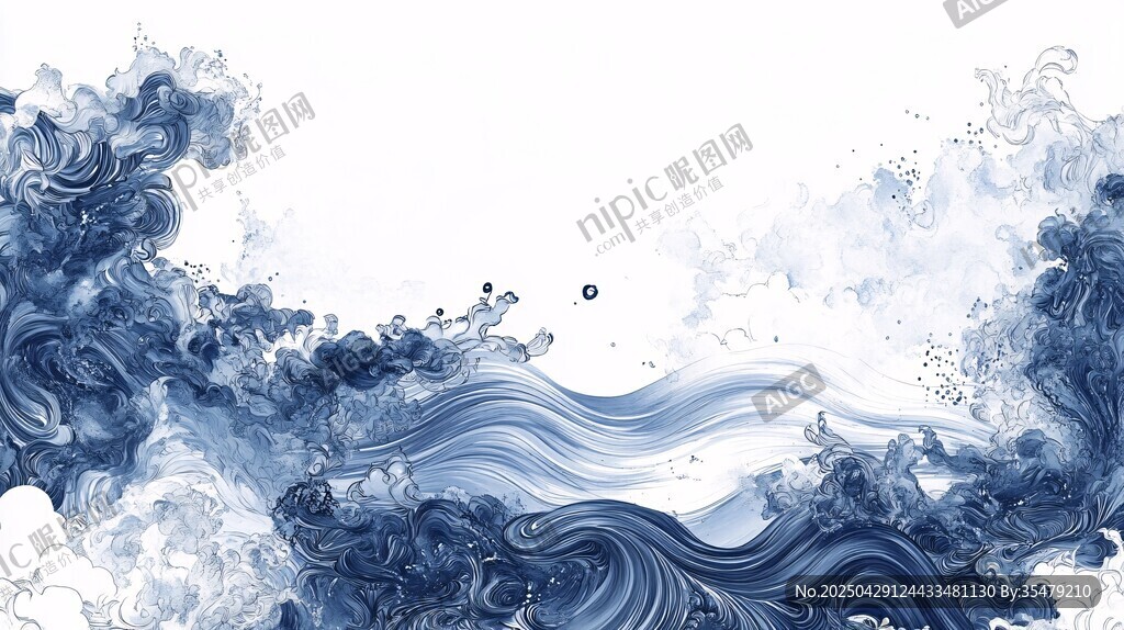 水墨风格海浪创意背景图