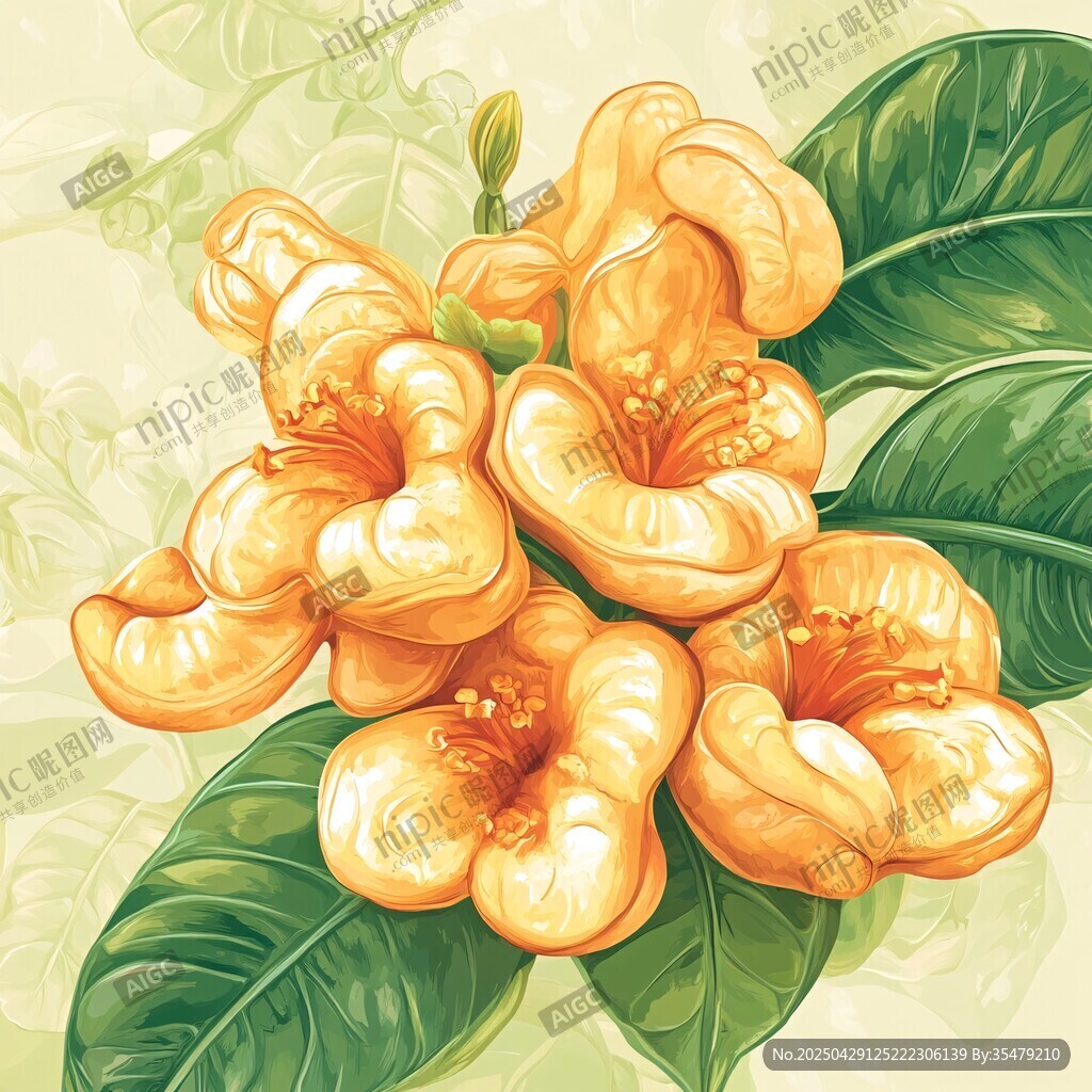 橙黄花卉与绿叶的美丽图景