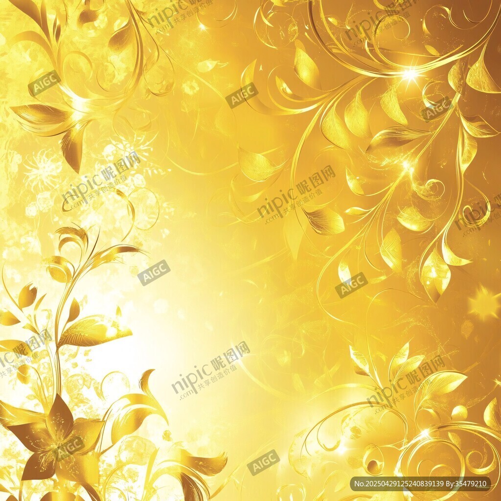 金色华丽花卉背景图案