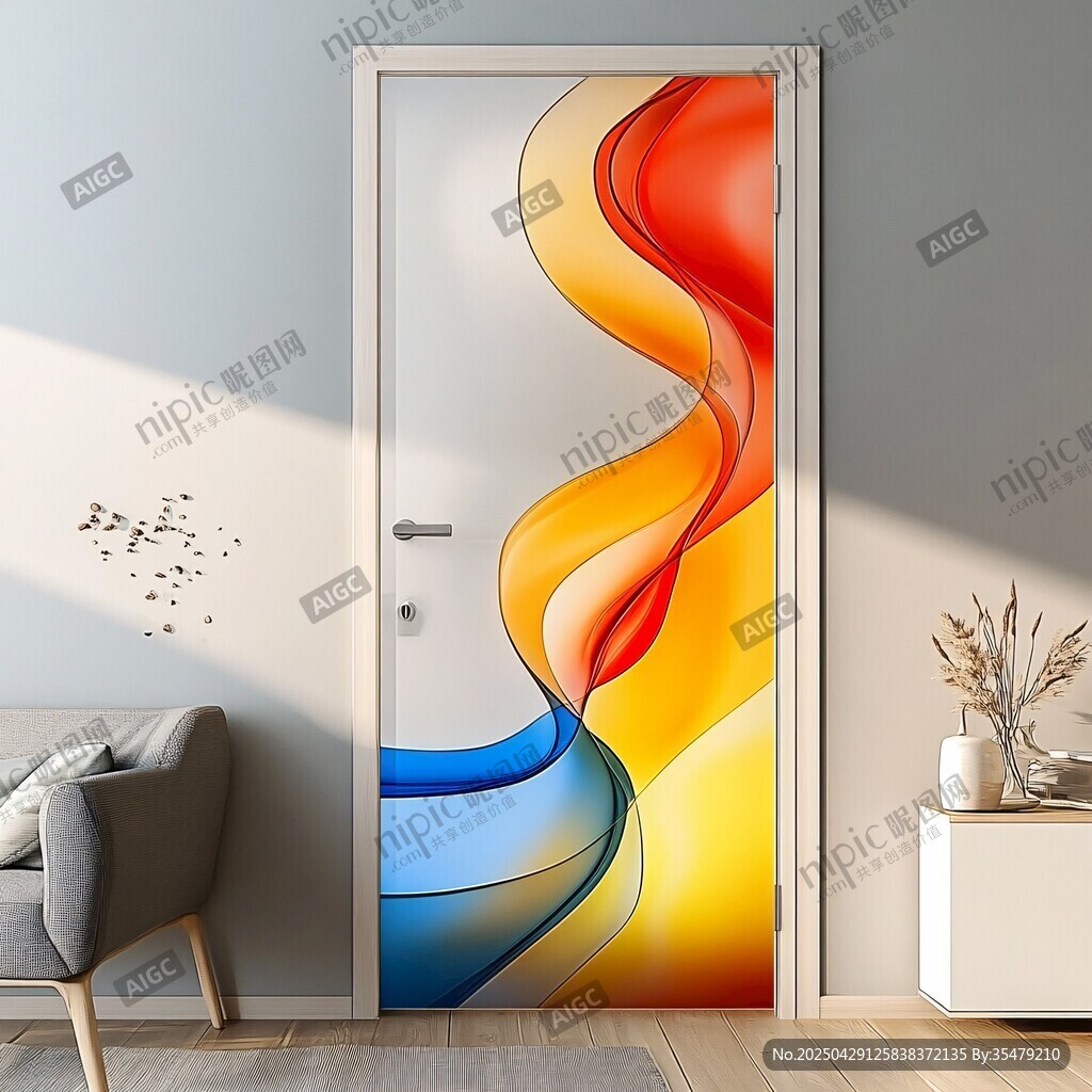彩色流体艺术门贴装饰画