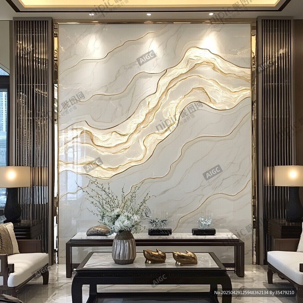 奢华大理石客厅背景墙设计