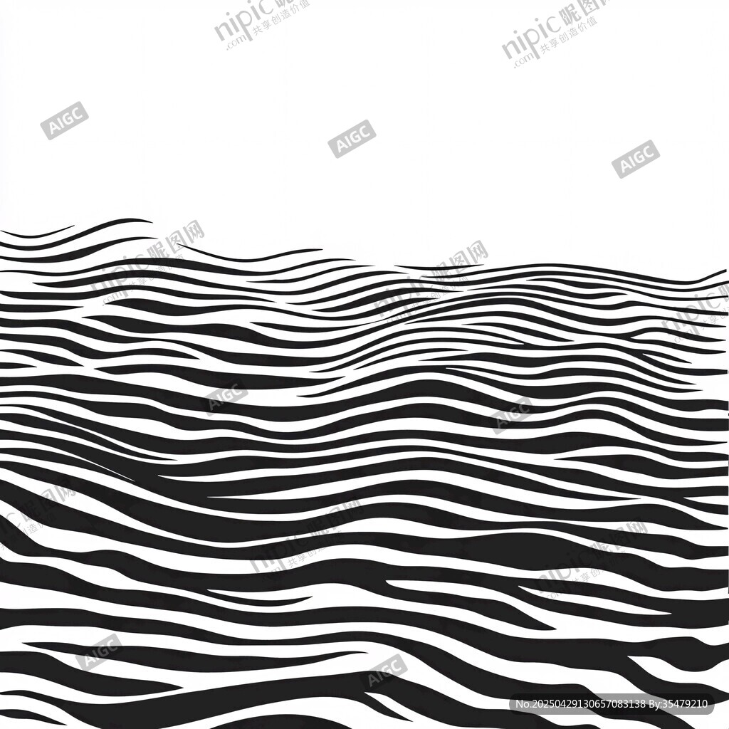 黑白波浪线条艺术图案