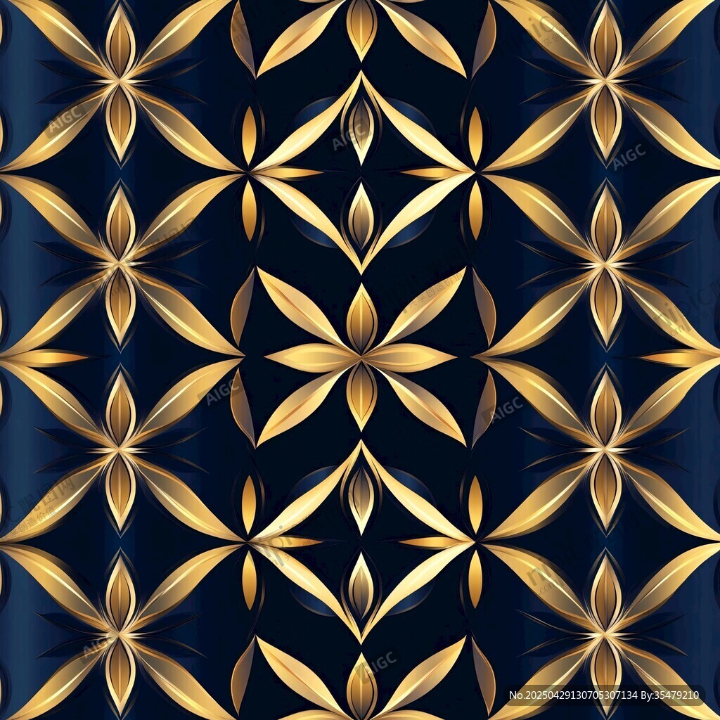 深蓝背景金色几何花纹图案