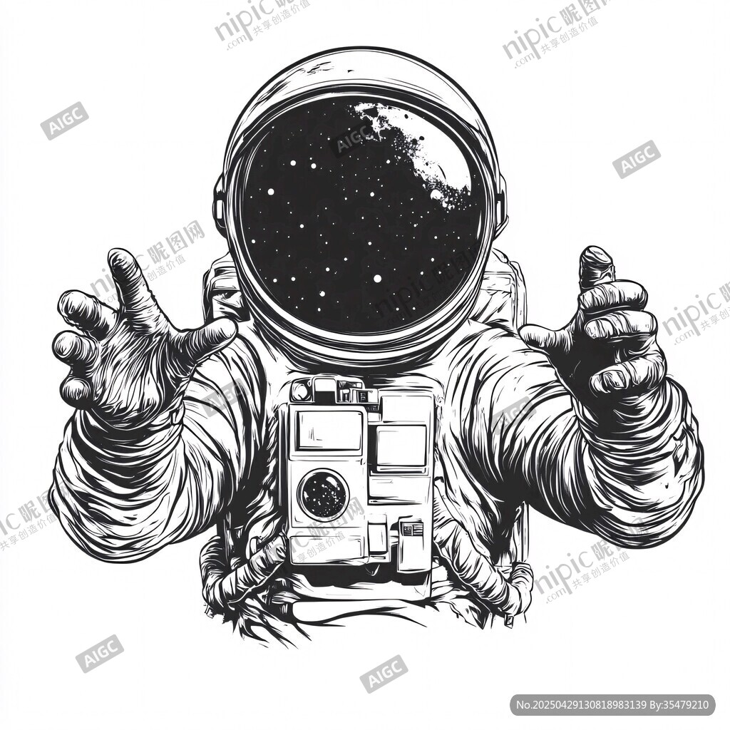 太空宇航员手势插画