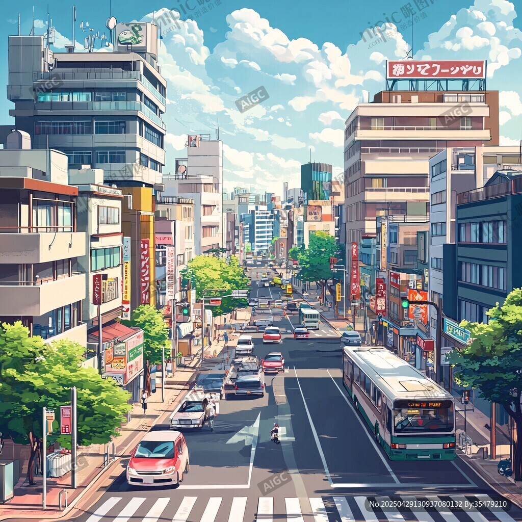 繁华都市街道的活力景象