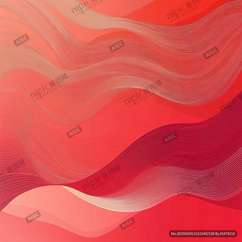 红色渐变动感波浪背景图