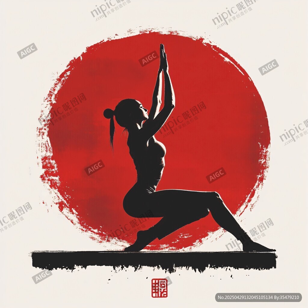 东方韵味瑜伽女性剪影