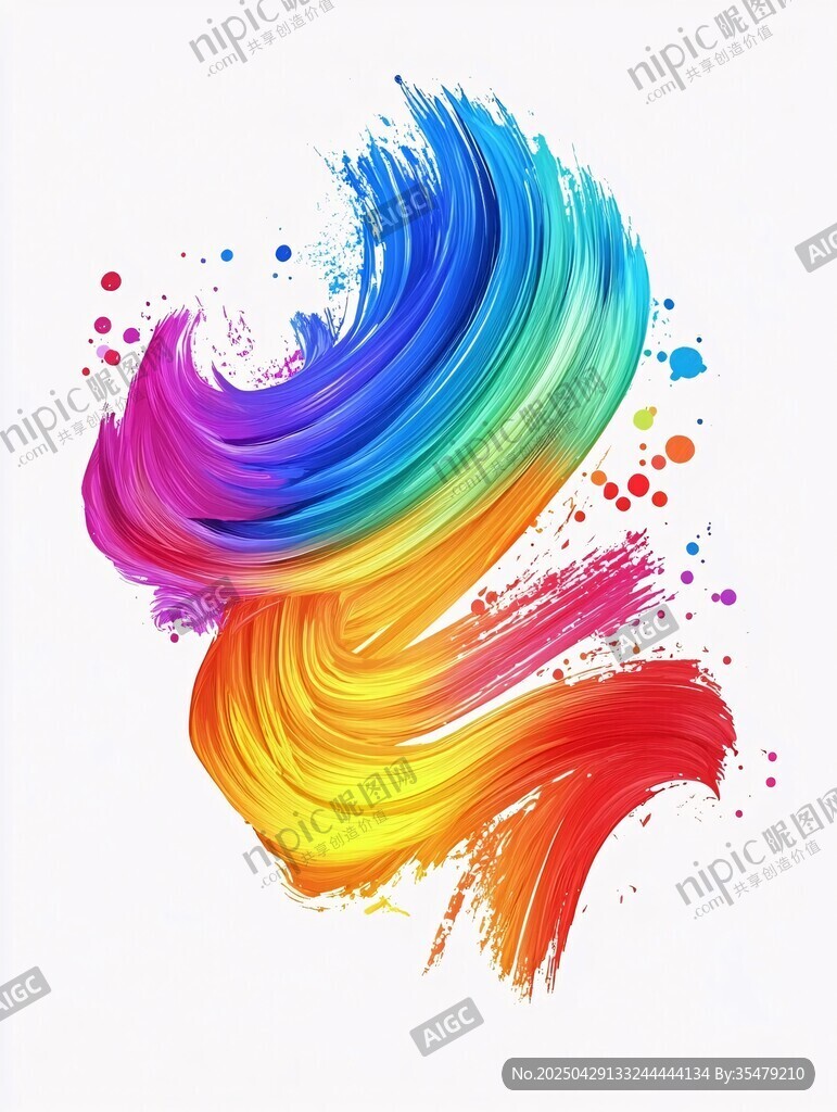 炫彩彩虹笔触艺术图案