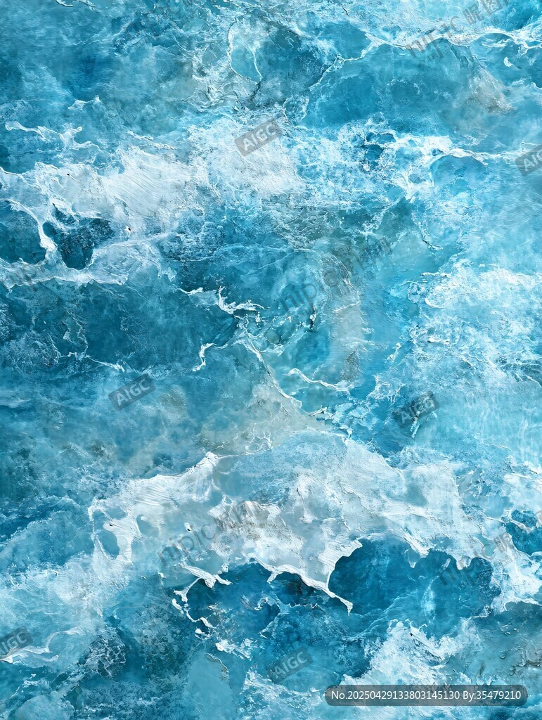 蓝色汹涌海浪纹理图案