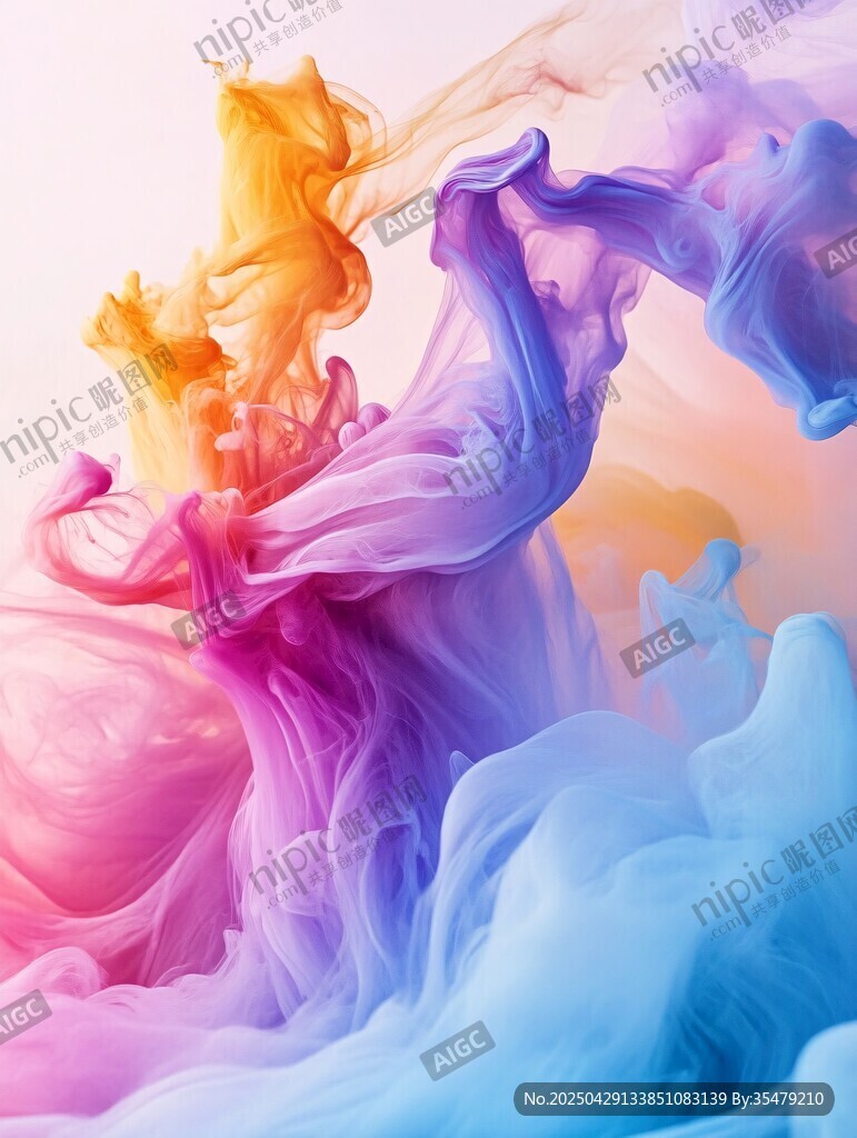 梦幻色彩墨水舞动瞬间