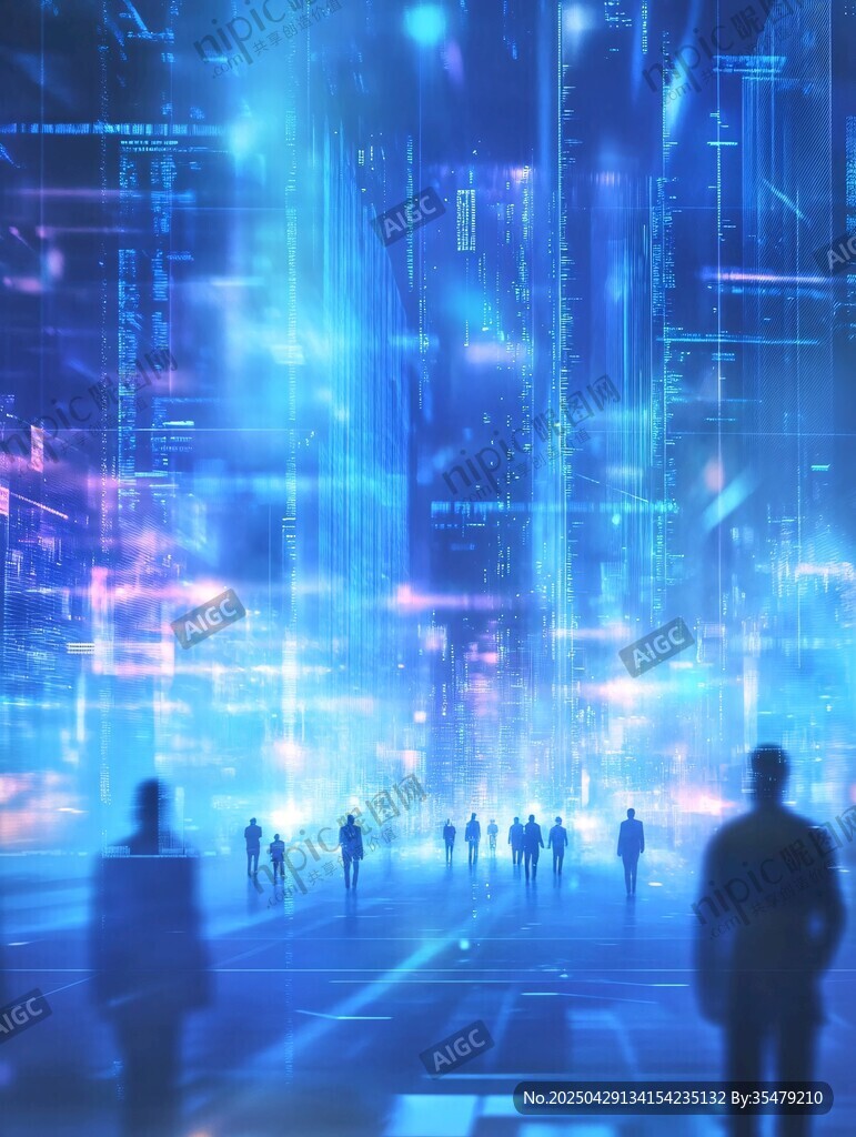 未来都市科技感人群景象