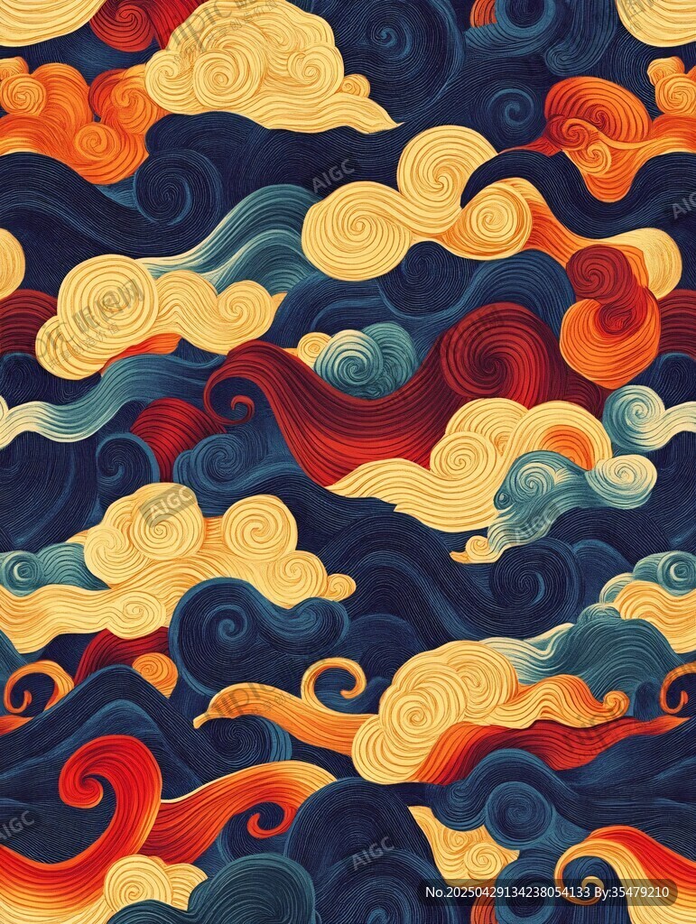 中式云纹图案 绚丽多彩