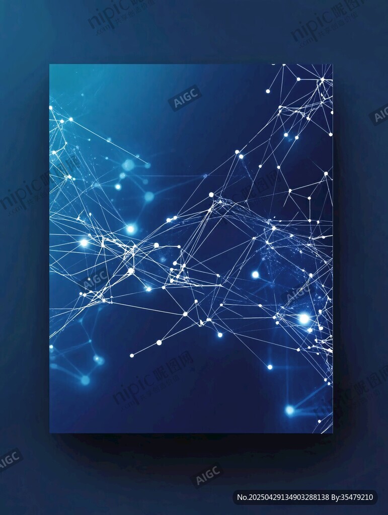 科技感蓝色网络连接背景图