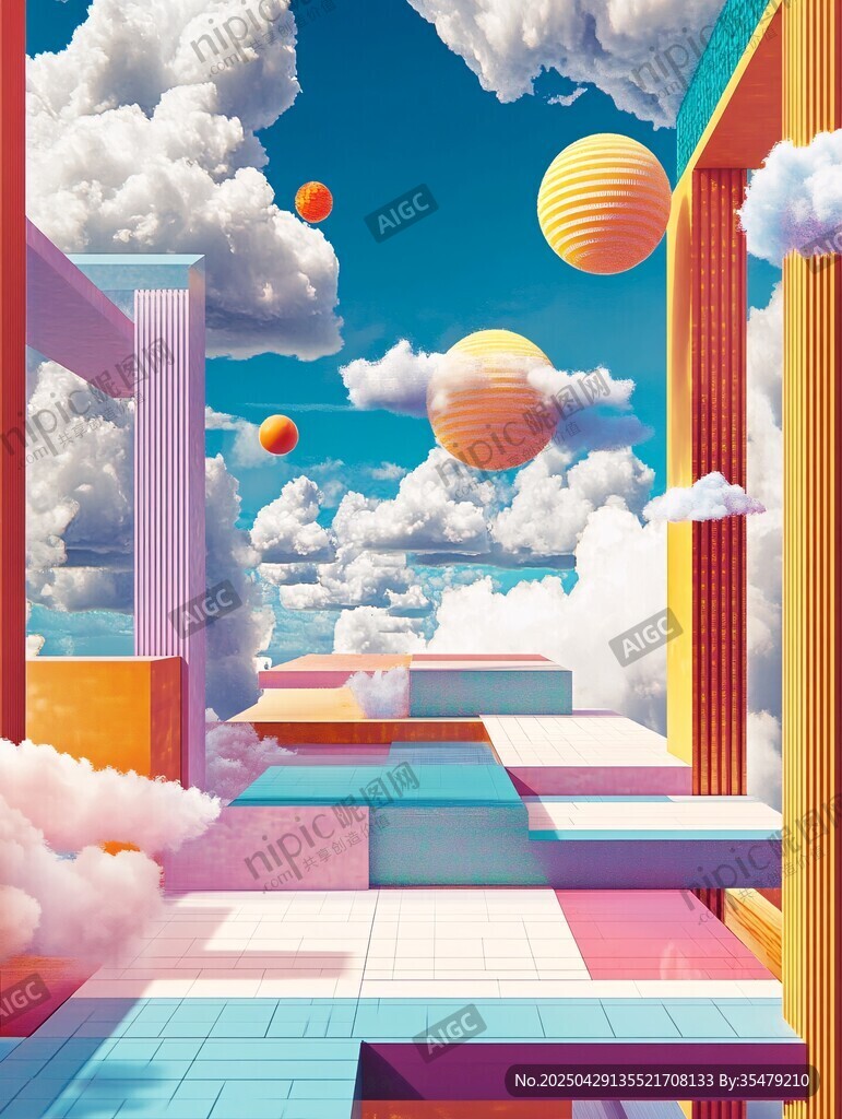 梦幻云端的奇幻建筑空间
