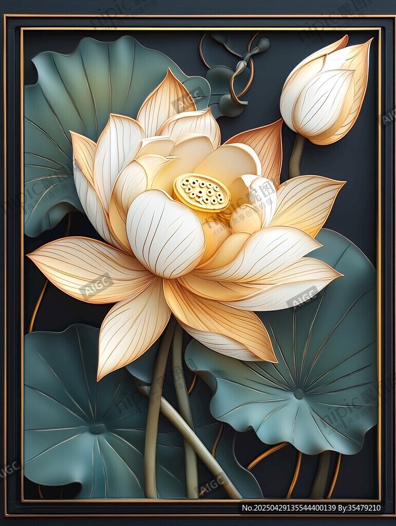 金色荷花绽放