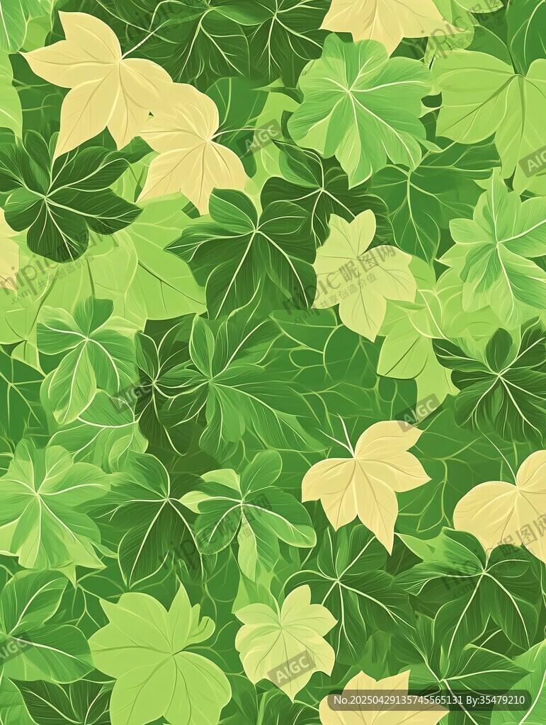 绿叶满幅的清新自然图案