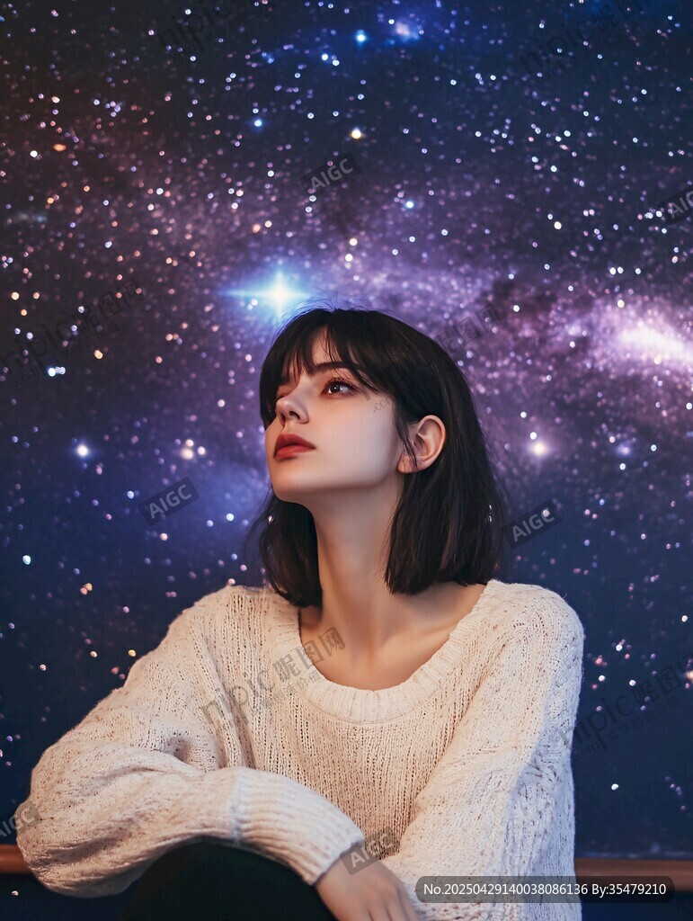 凝望星空的温柔少女