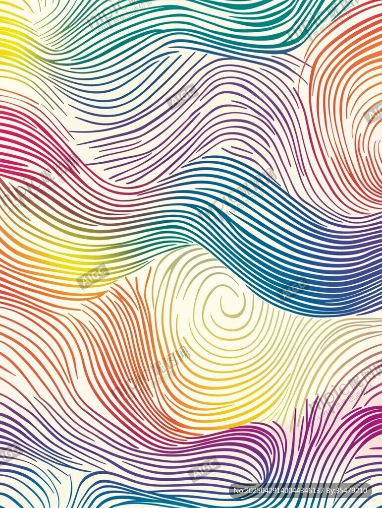 彩色波浪线条抽象图案