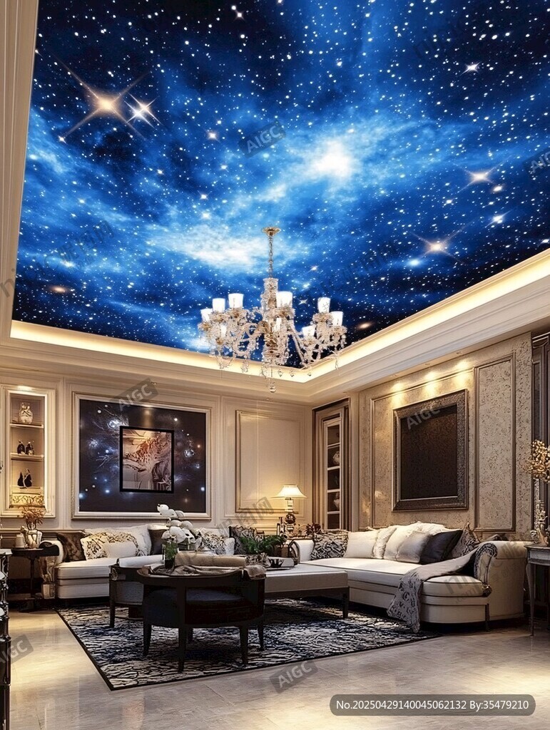 梦幻星空客厅天花板装饰