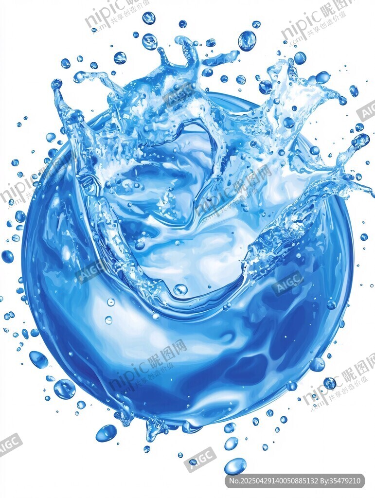 蓝色水花飞溅瞬间