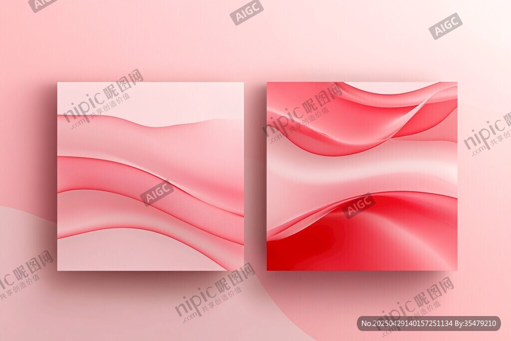 粉色渐变流体艺术装饰画