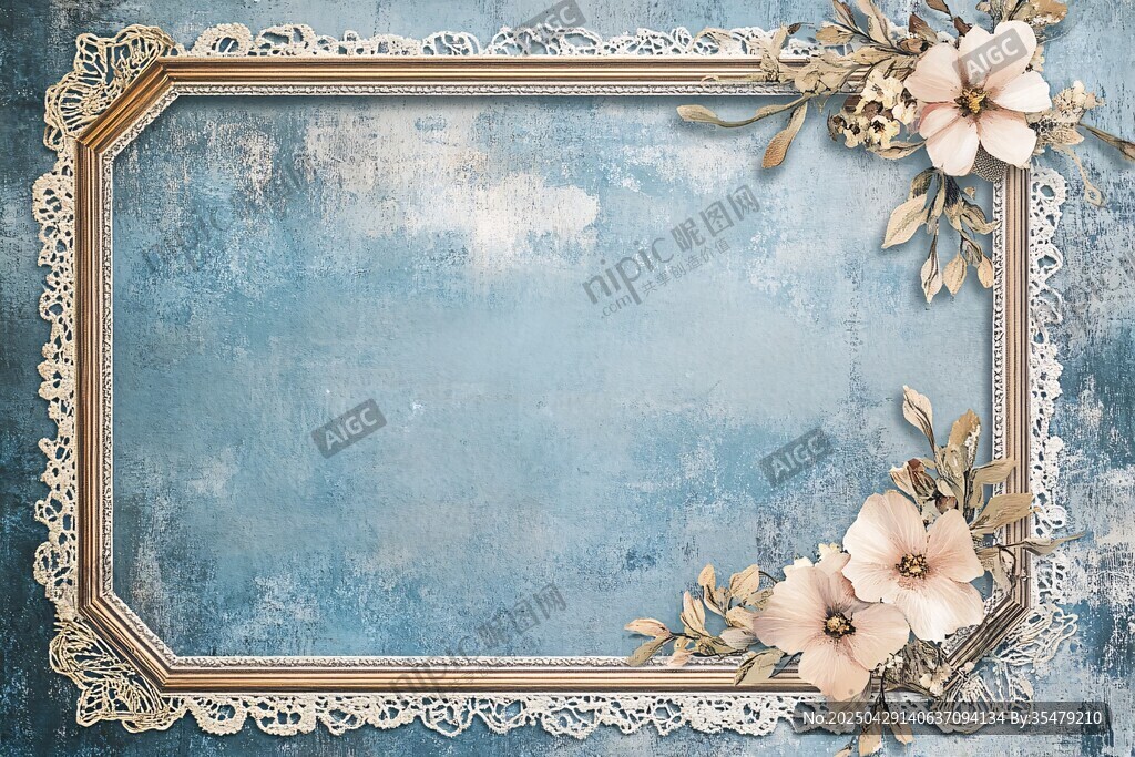 复古花边花卉边框背景图