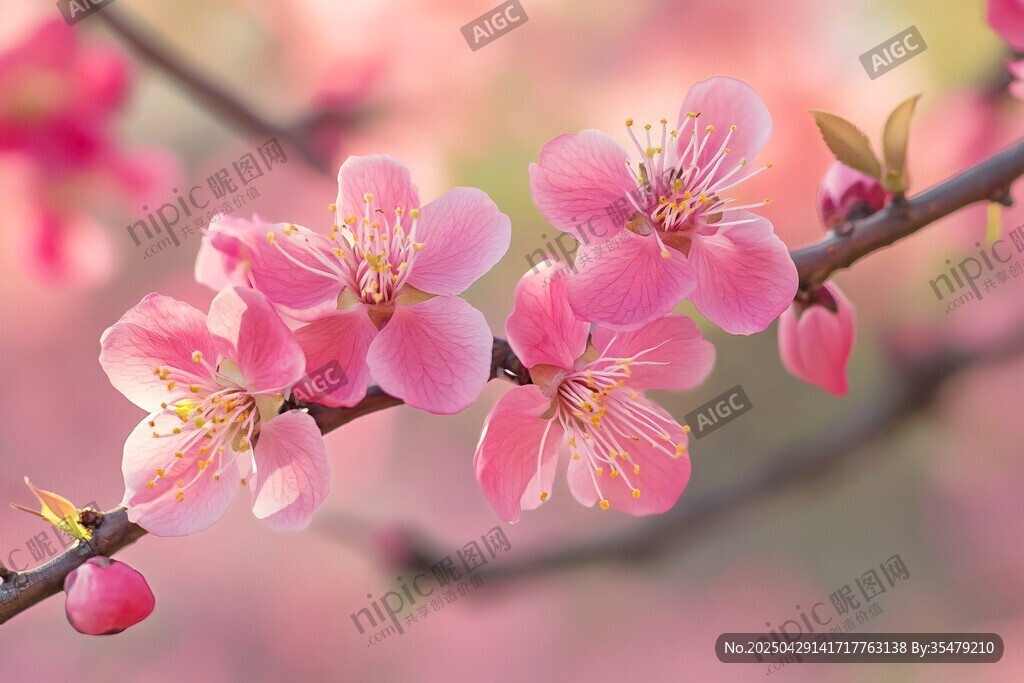 粉嫩桃花枝 春日烂漫景