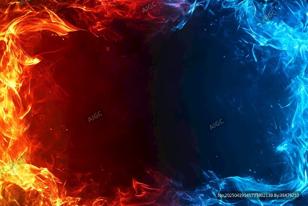 红蓝火焰交织梦幻背景