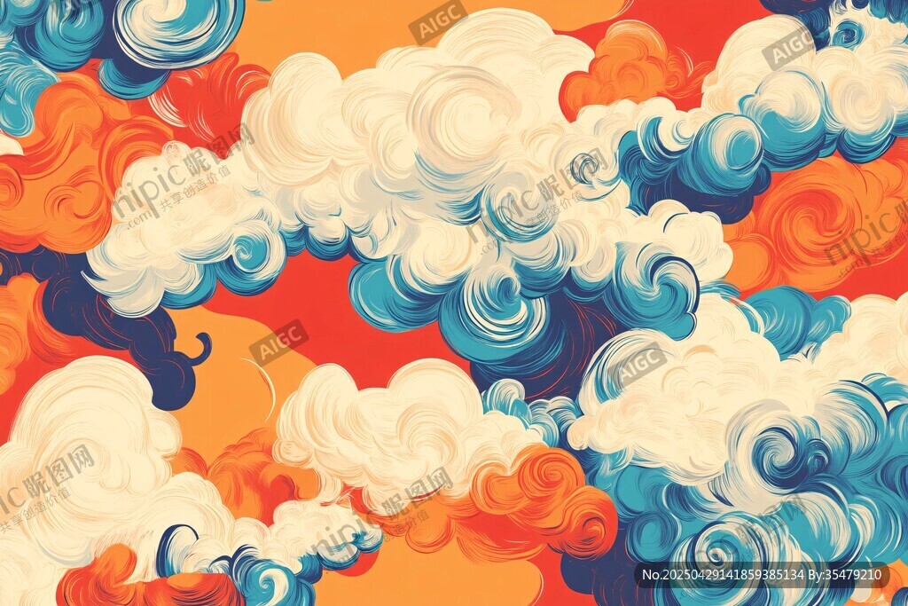 梦幻绚丽云朵图案背景