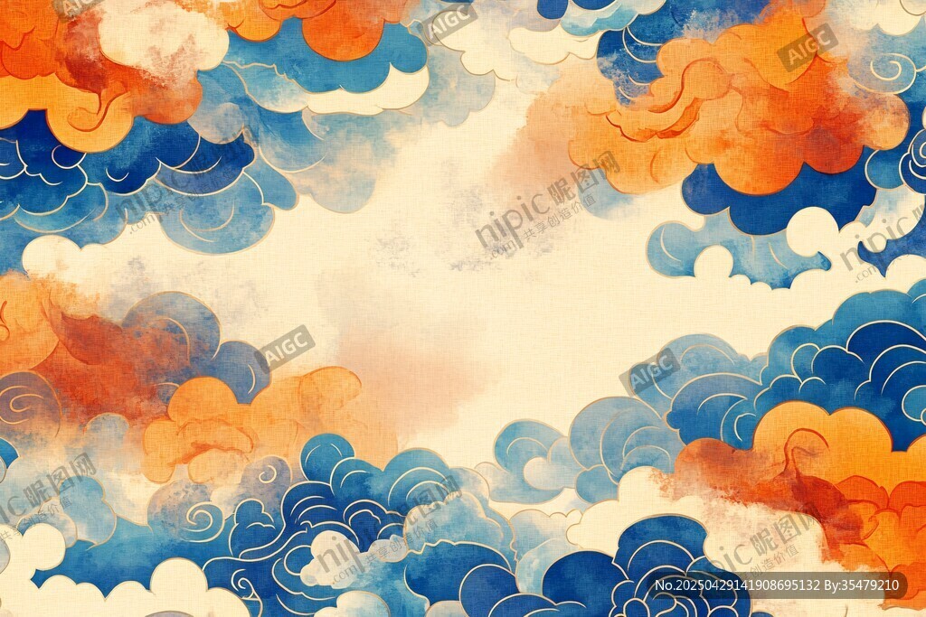 中式梦幻彩云背景图