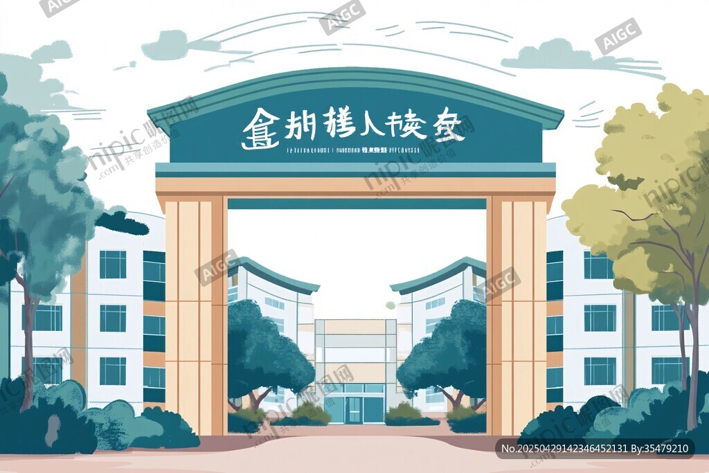 盒畔楚人校园入口插画