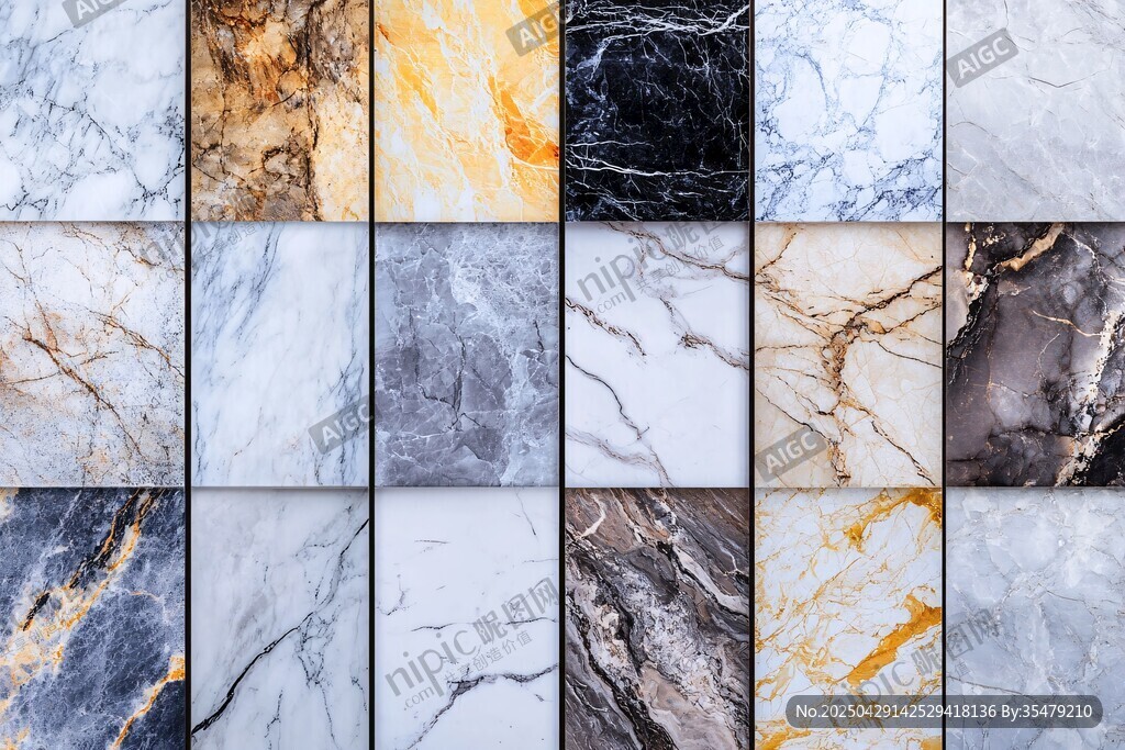 多样大理石纹理瓷砖展示