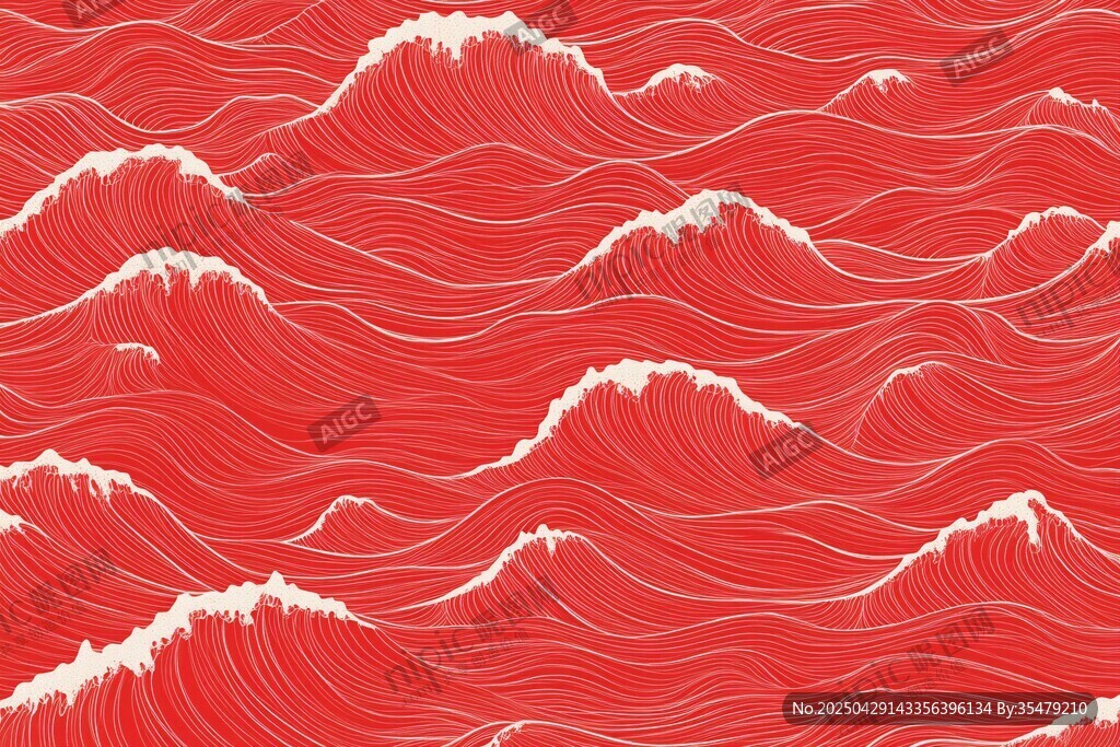 红色海浪图案背景纹理