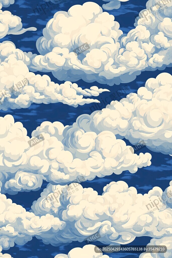 梦幻云朵无缝图案背景