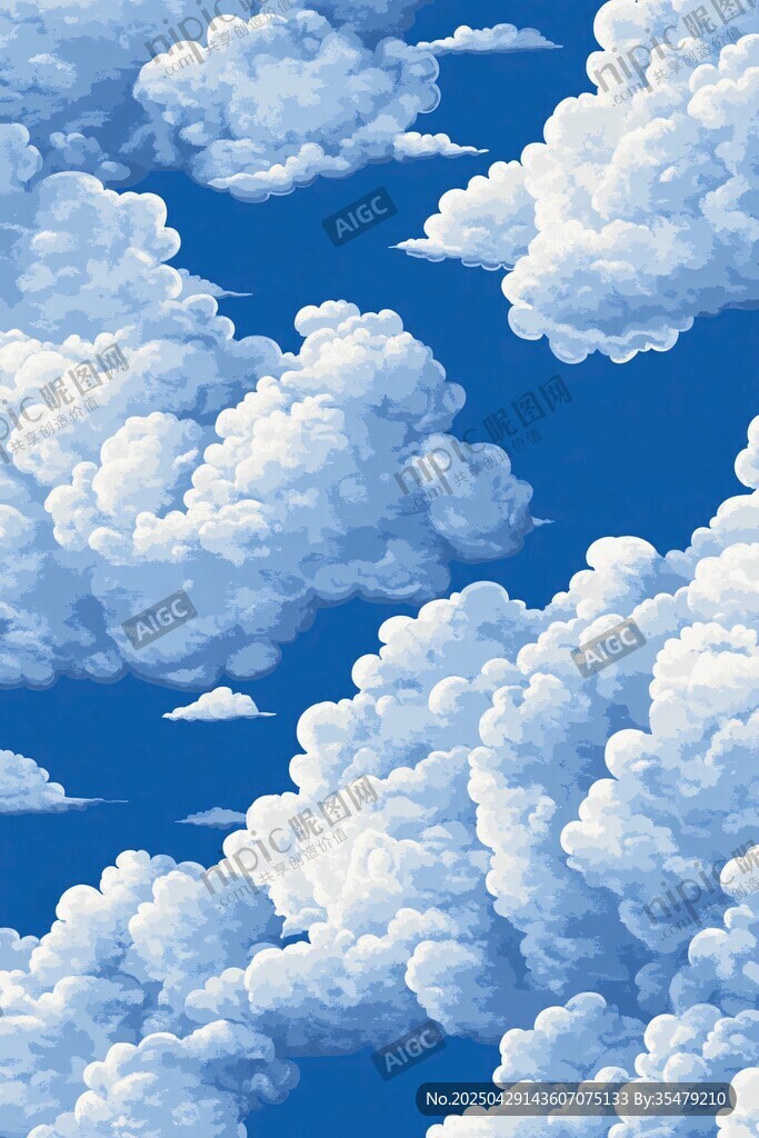 梦幻蓝天云朵图案背景