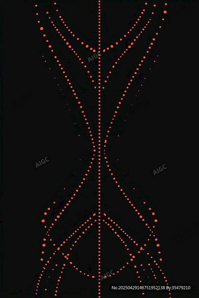 红色粒子构成的抽象对称图案
