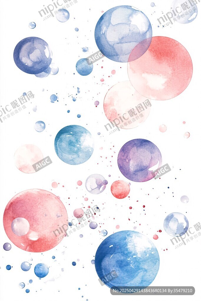 水彩梦幻泡泡插画背景