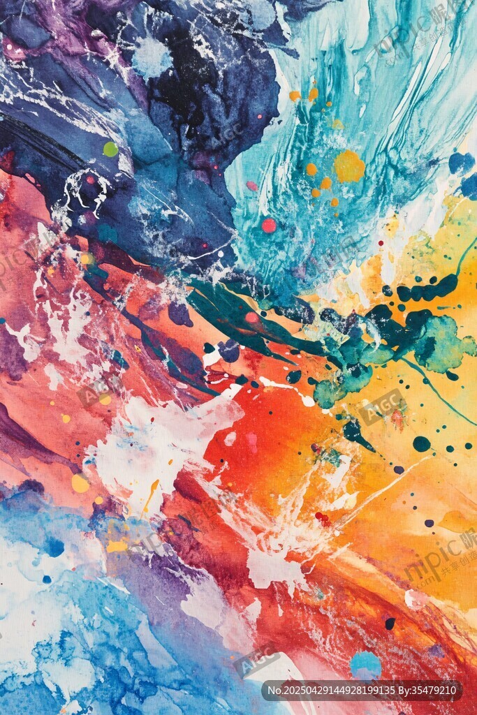 缤纷水彩抽象艺术画作