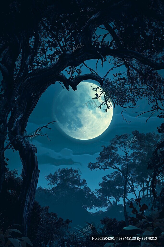 月夜森林奇幻景象