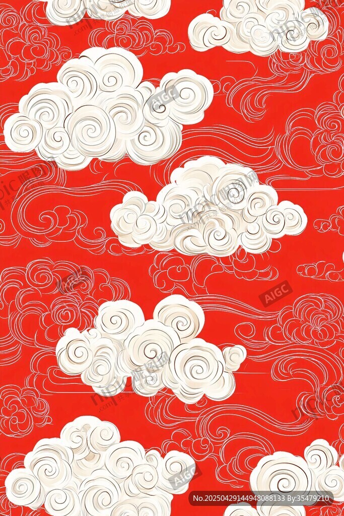 红色祥云图案背景纹理