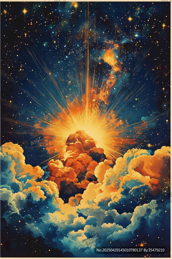 梦幻星空下的绚烂云海