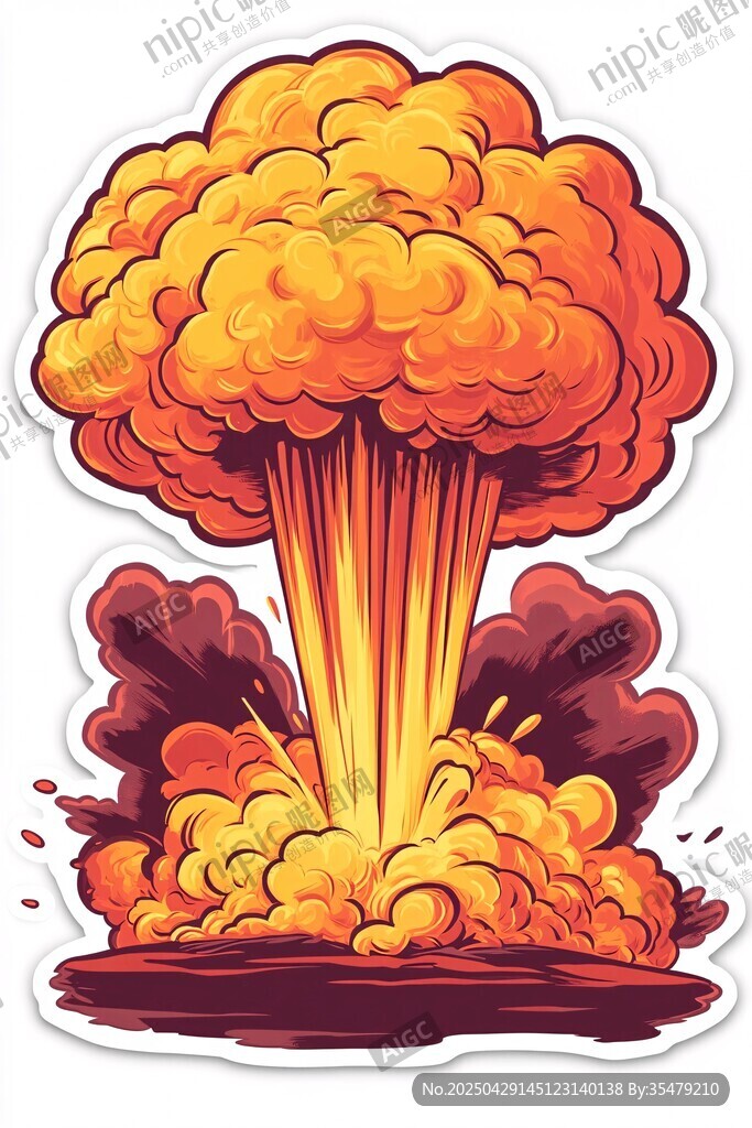 爆炸蘑菇云插画贴纸