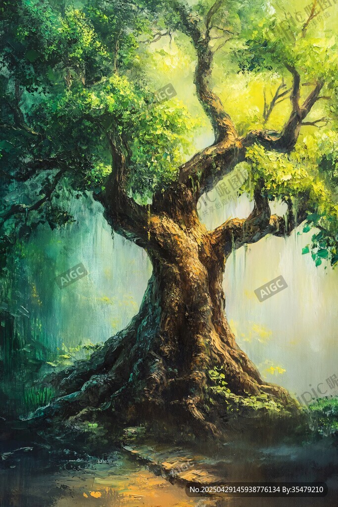 奇幻森林中的古老巨树