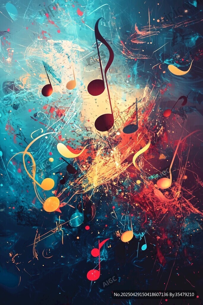 梦幻音乐元素抽象艺术画