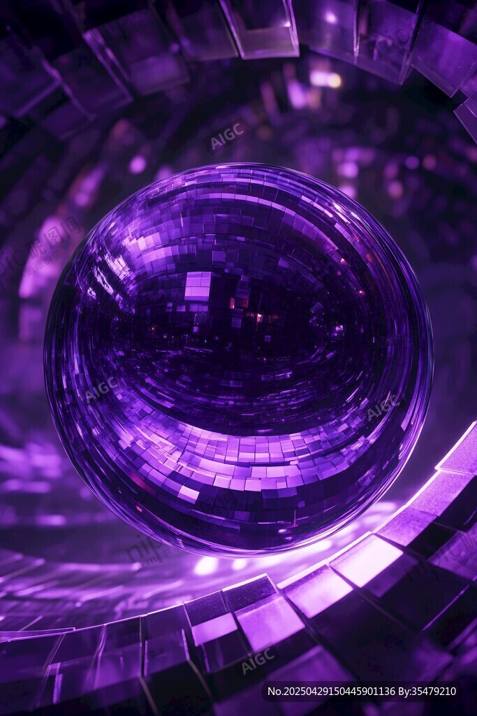 紫色炫彩球体的梦幻空间