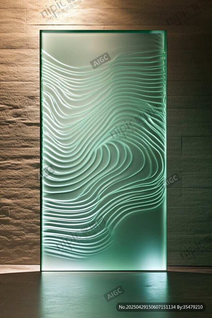 绿色波浪纹艺术玻璃